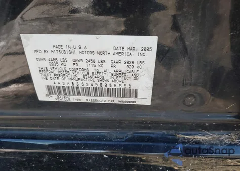 2005 Mitsubishi Galant Ls from USA, damaged, VIN 4A3AB36S45E056653